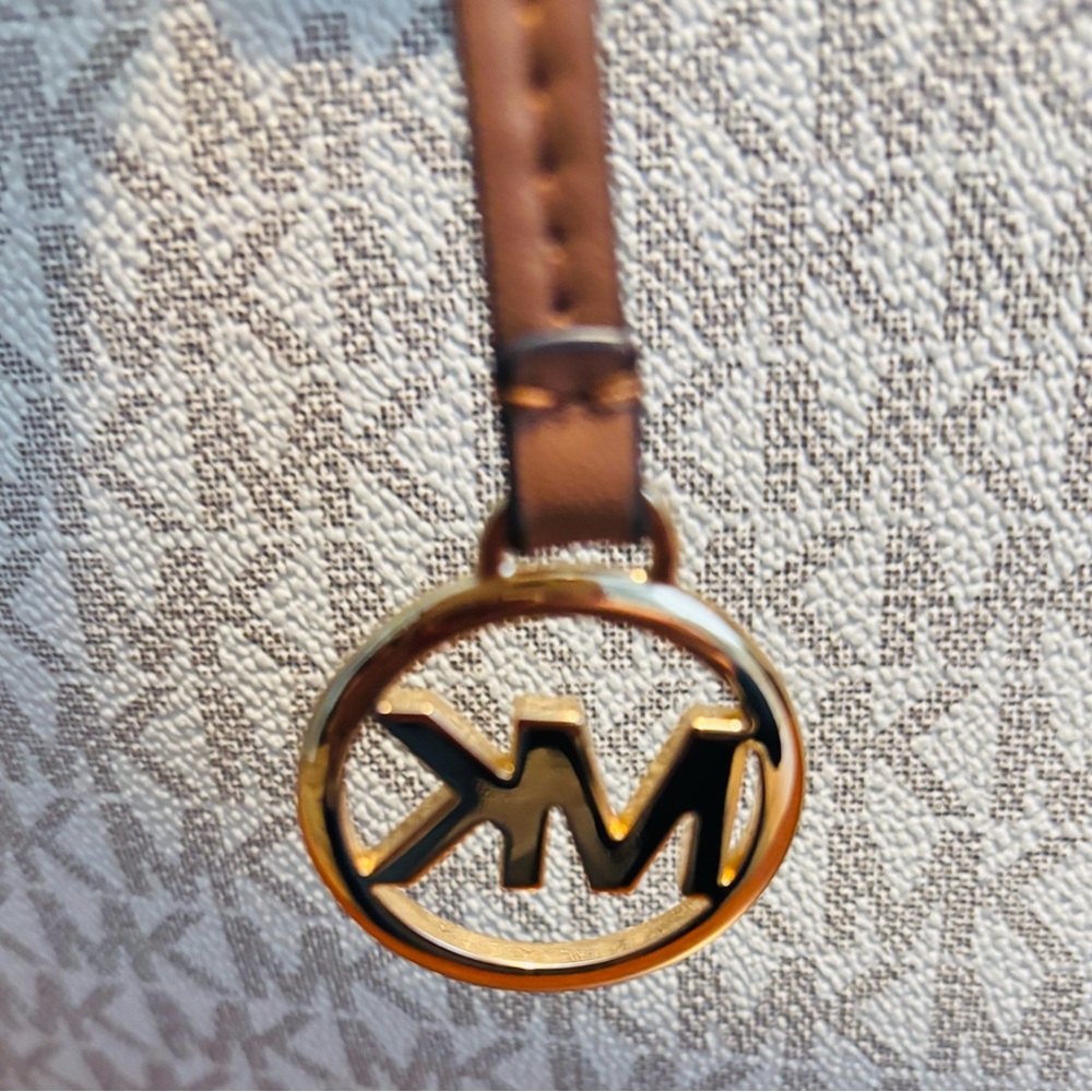 Michael Kors Signature White and Brown Tote - Picture 9 of 9